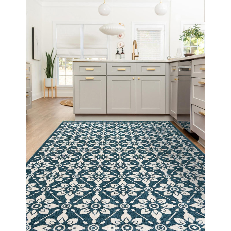 Tapis d'extérieur noir / bleu Aucun, Rectangle 2 pi x 3 pi 1 po