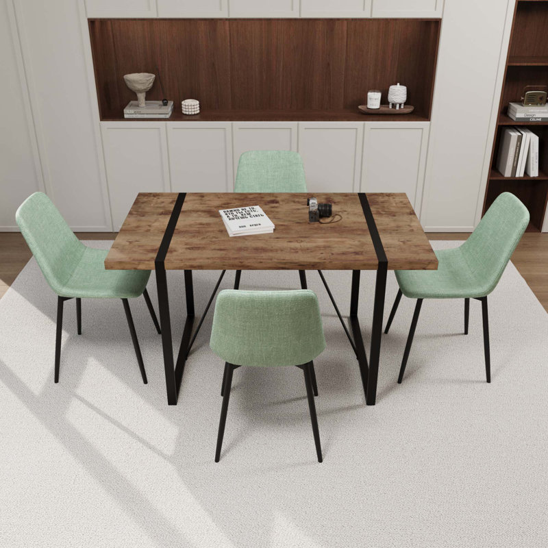 Ensemble de 4 tables de salle à manger et chaises de salle à manger modernes, ensemble de table de cuisine en bois de style Mid-Century, base et pieds en métal