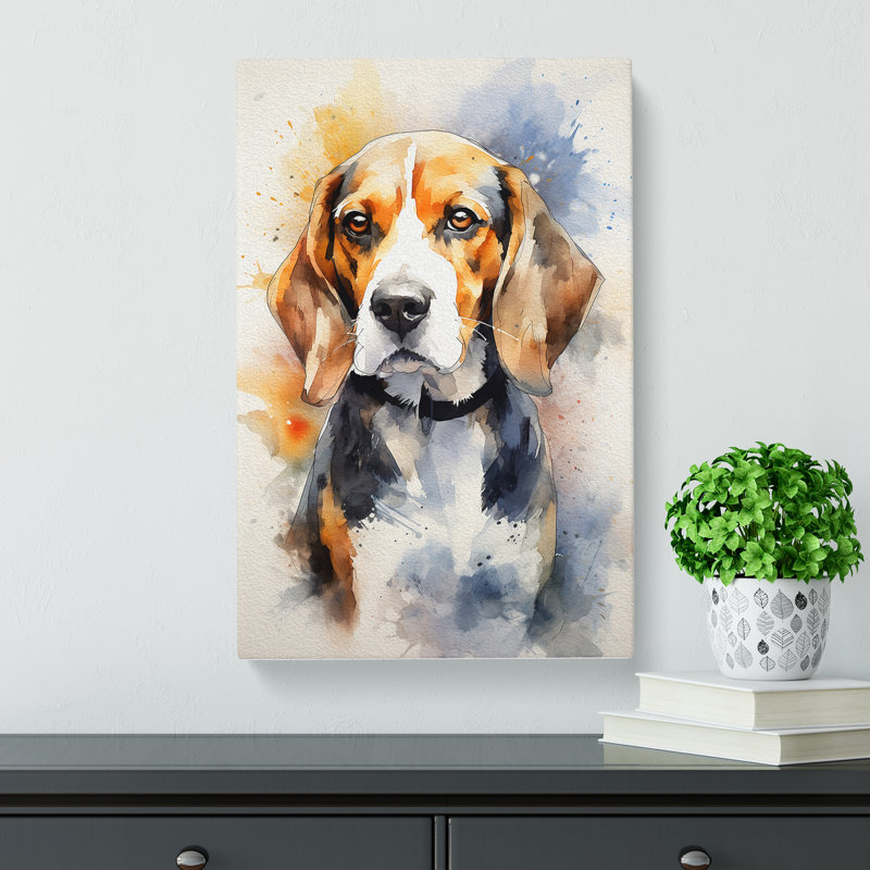 Beagle Gestural - Wrapped Canvas, 76cm H x 50cm W x 3cm D