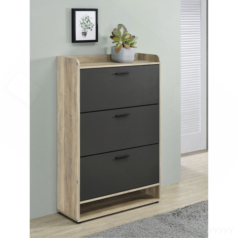 Kyla Grey 3-Tier Engineered Wood Shoe Cabinet, Gray