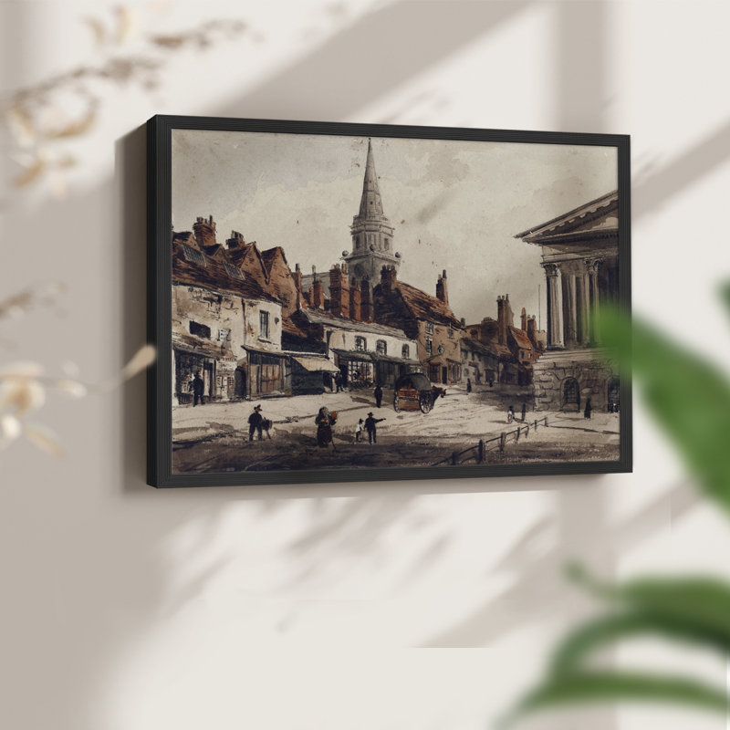 Paysages rétro-CLxx - reproduction encadrée, H 11 po x l 14 po, Noir