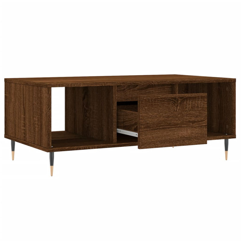 Ceda Four Leg Coffee Table with Storage, Brown Oak