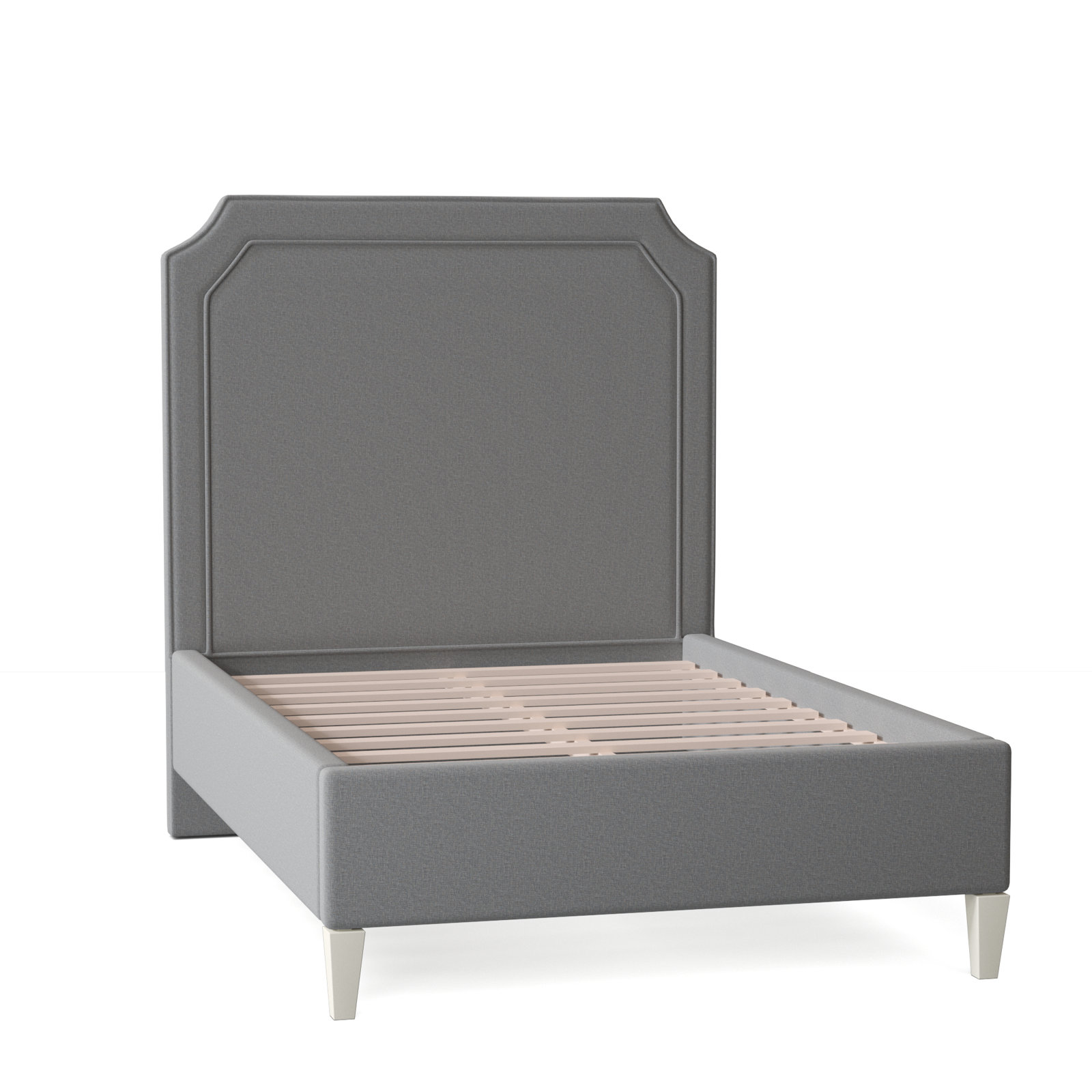 Chandler Bed, Frost White Finish, Queen, Light Blue Performance Fabric; 0851-55