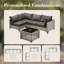 Ensemble de conversation modulaire en osier / rotin pour 4 personnes avec table basse lumineuse Emroy, ensemble de conversation modulaire pour l'extérieur avec coussins-1742453701