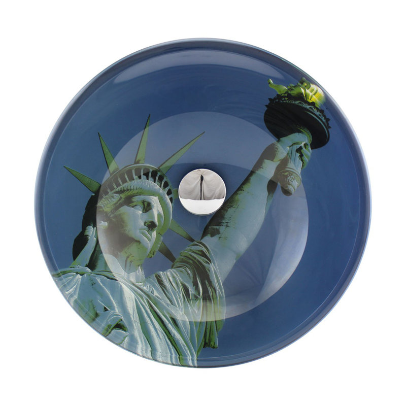 The Renovators Supply Inc. 16.5'' Blue Glass Circular Bathroom Sink