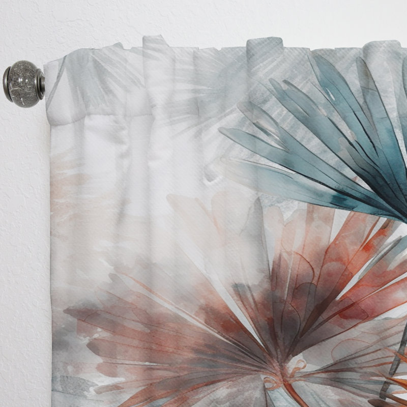 Clapham - Tropical Palm Leaves Ginkgo IV - Palm Trees Curtain - Velvet Room Darkening - 1 panel, 52" W x 63" L