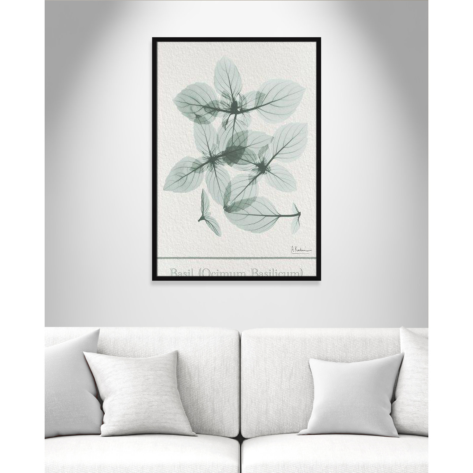 Jeanette "Basil Ocimum Basilicum" Painting, 41.5" H x 29.5" W x 1.25" D, Satin Black Framed Paper