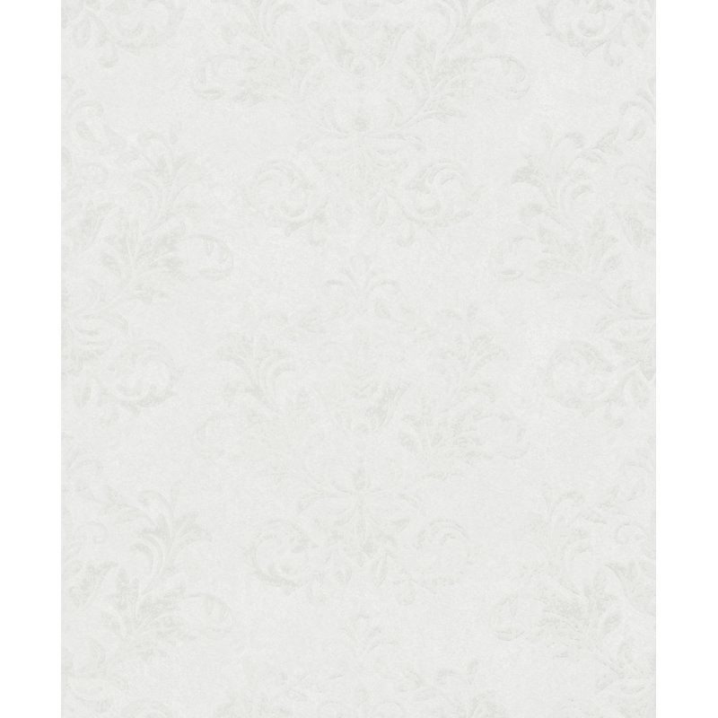 Brabham Embossed Damask Glitter Design 10.05 m x 53 cm Wallpaper Roll, White