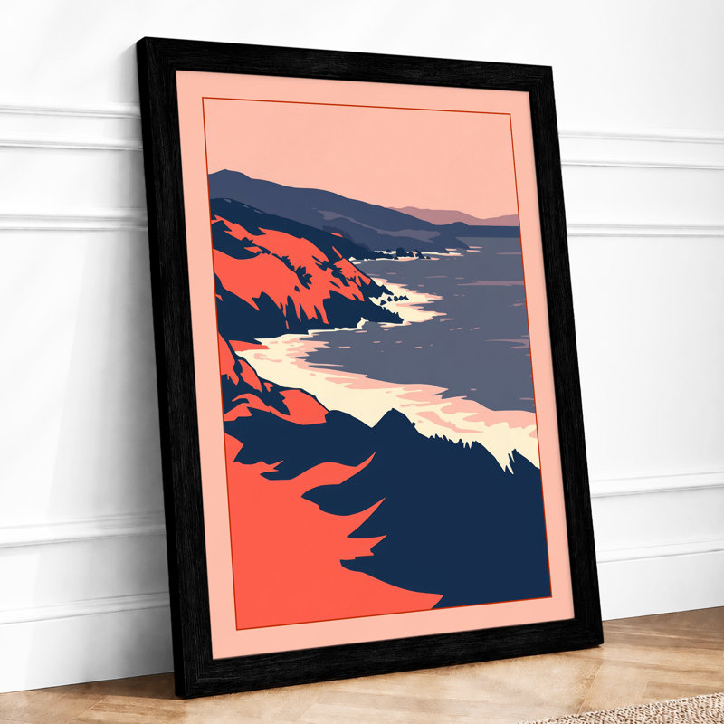 Cliffs At Dusk Coastal - Print, A1 - 84.1 x 59.4 cm, Black