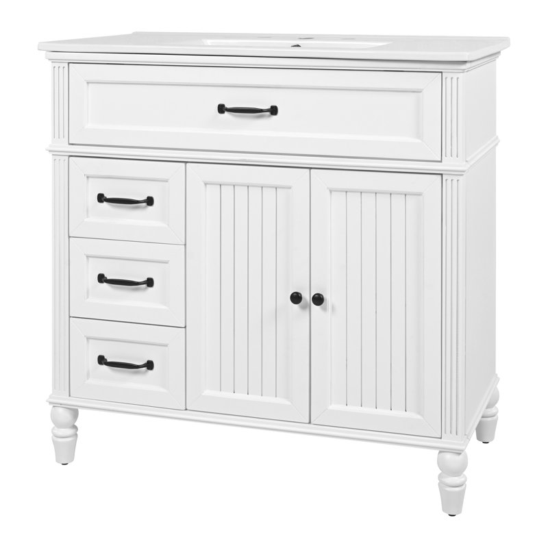 Meuble-lavabo chic avec rangement abondant et caractéristiques haut de gamme, Blanc
