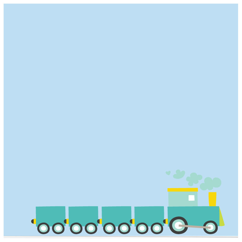 Décalcomanie murale train choo choo, Bleu
