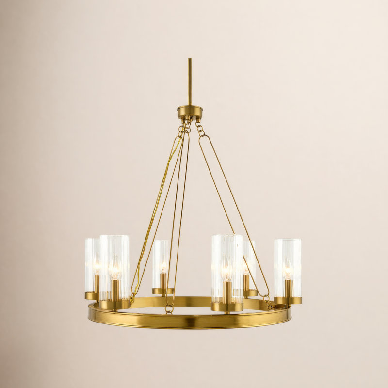Iron 6-Light Chandelier, Laiton
