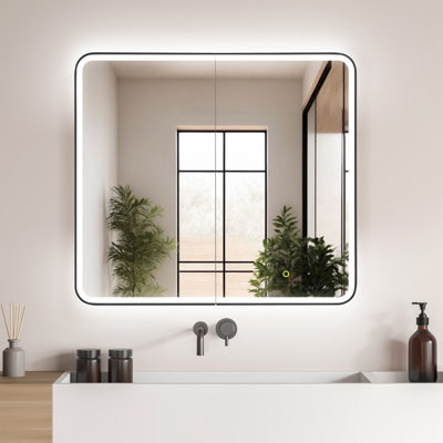 Armoire à pharmacie avec miroir en aluminium noir Reindeau
