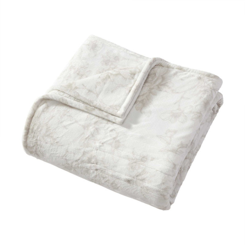 Couverture chauffante réversible beige Laura Ashley Wistful Blooms, Beige, Grand lit