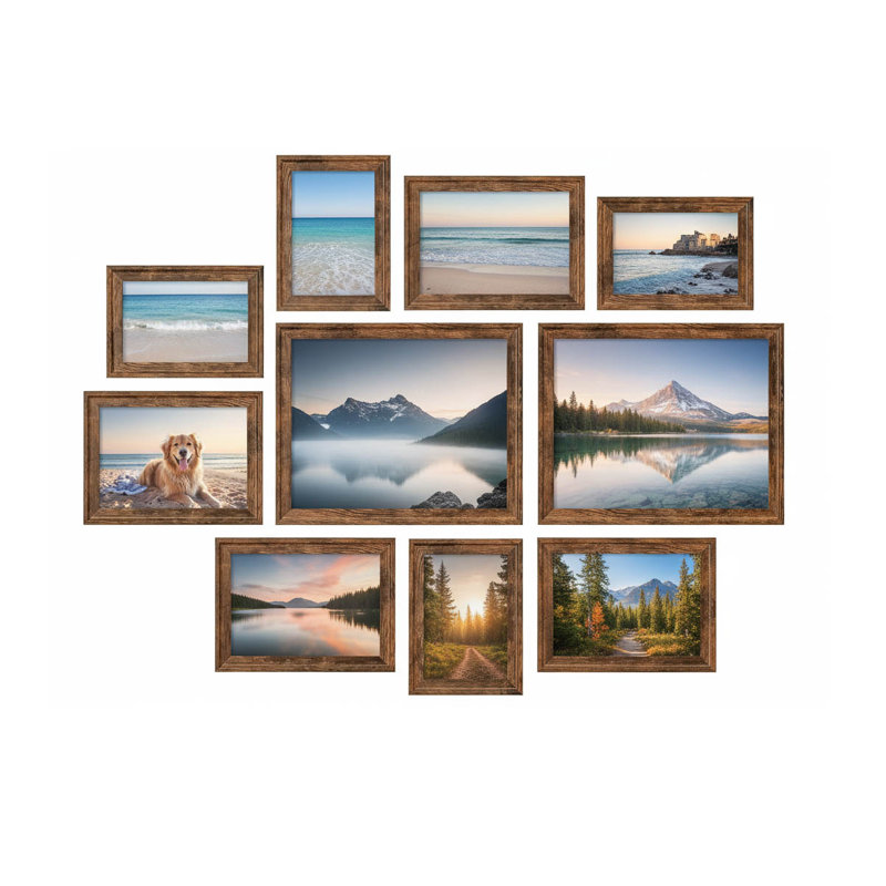 Picture Frame - Set of 10, Rustic Brown