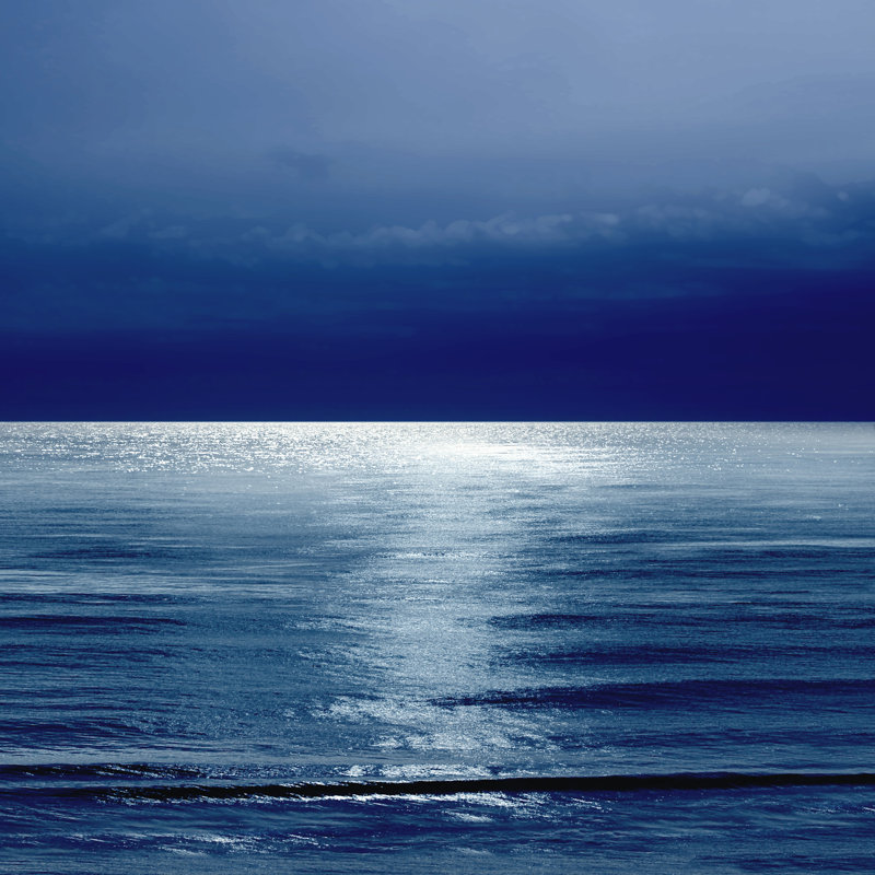 Clair de lune bleu océan II, H 12 po x l 12 po