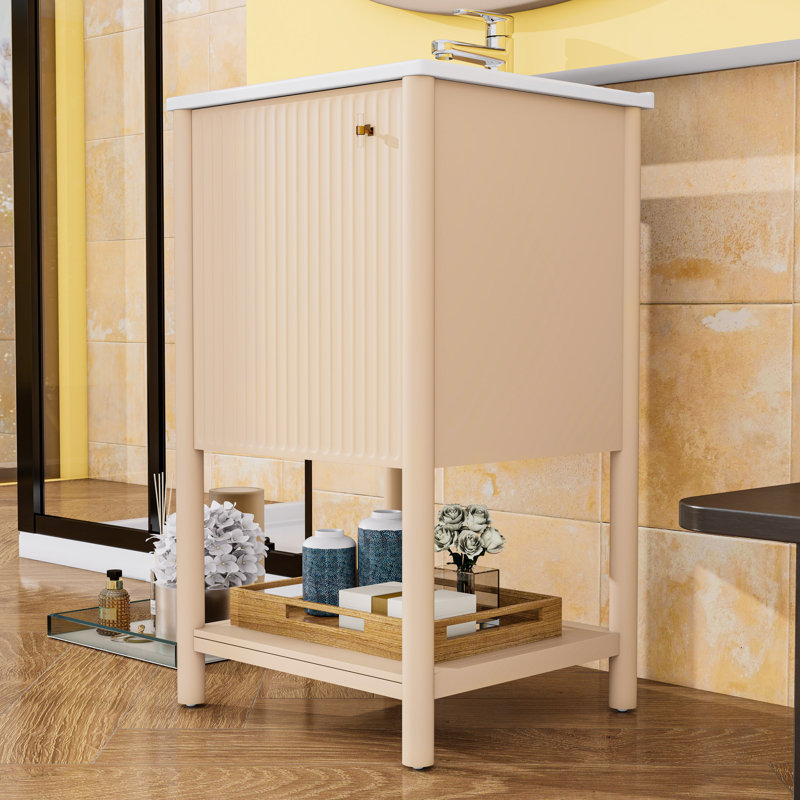Meuble-lavabo de salle de bain avec lavabo en céramique et porte à fermeture douce