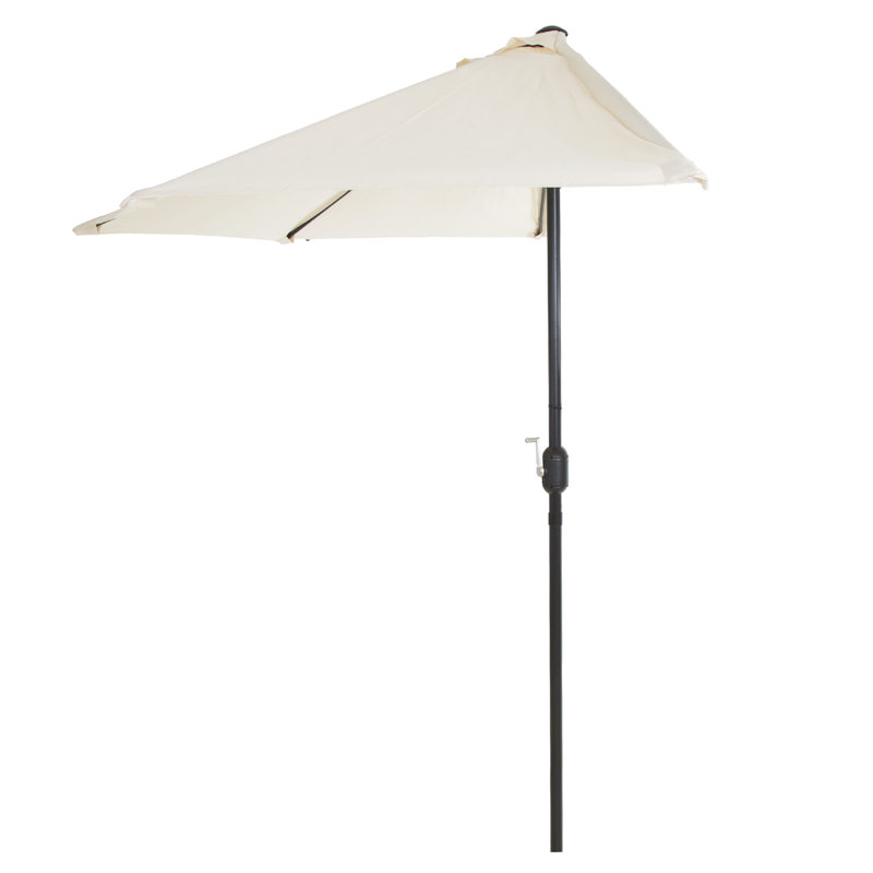 Abat-jour de patio demi-parasol - Parasol de patio de 9 pi avec manivelle - Petit auvent pour balcon, table ou terrasse par Pure Garden (brun clair)