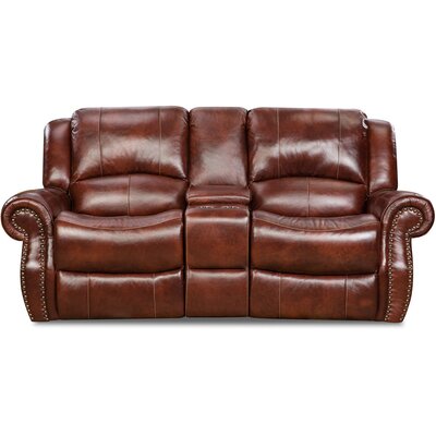 Additri 72"" Leather Match Rolled Arm Reclining Loveseat -  Darby Home Co, DRBH4541 45415857