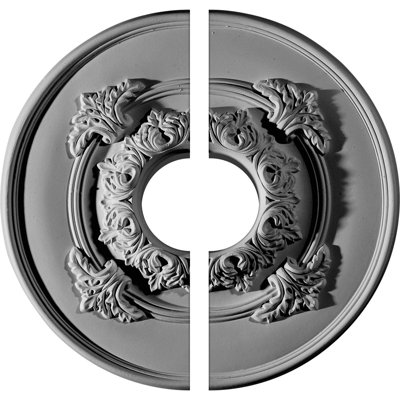 Endurathane Monique Ceiling Medallion, 13 3/4"OD x 3 1/2"ID x 1"P (Fits Canopies up to 3 3/4"), Two Piece, Factory Primed