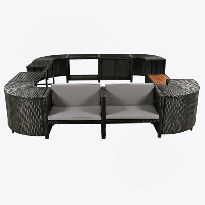 Ensemble de canapés modulaires en rotin pour l'extérieur avec cadre mini Spa
