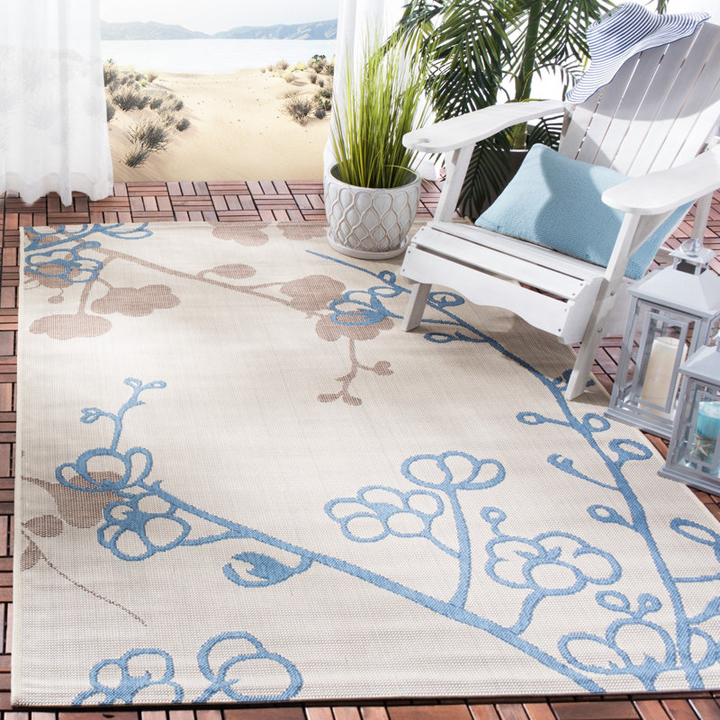 Tapis d'intérieur / extérieur à fleurs Herefordshire Performance, Rectangle 6 pi 7 po x 9 pi 6 po