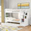 Lit superposé blanc Twintwin avec lit gigogne et 3 escaliers de rangement - Offre de nombreuses options de couchage pour rehausser le style de la chambre à coucher