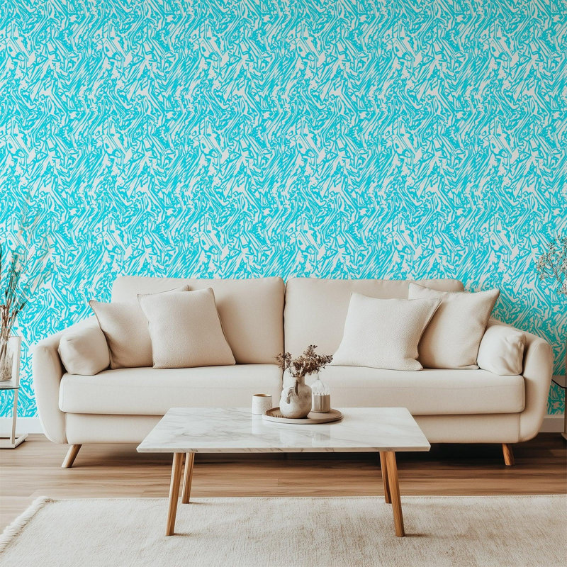 Rouleau de papier peint mat L 10 pi x l 24 po The Blush Label, Faux Grasscloth, Non collé, Turquoise