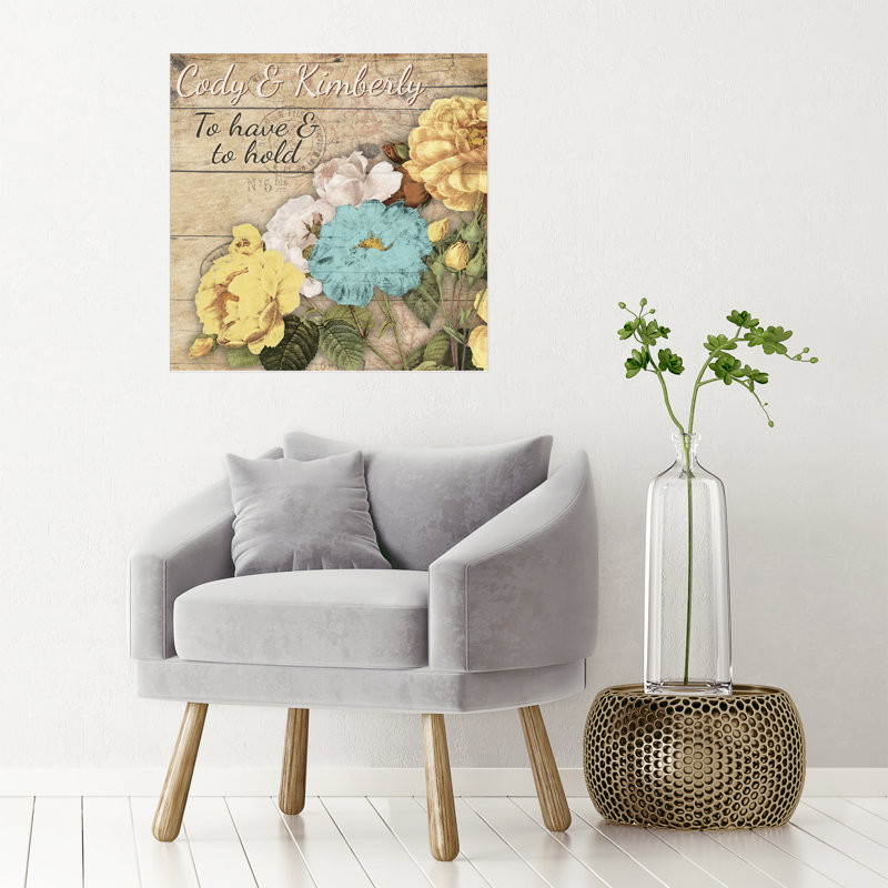 Décalcomanie murale bouquet de love i personnalisée, H 20 po x l 20 po, Oui