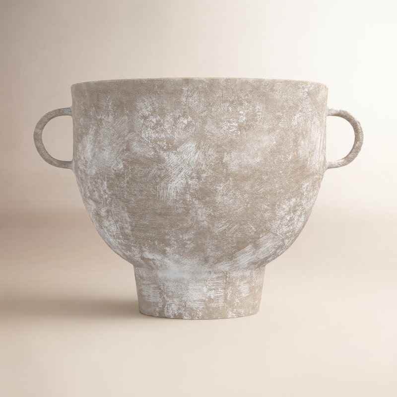Waverly Gray/Beige Ceramic Table Vase, 9.84" H x 14.2" W x 10.8" D
