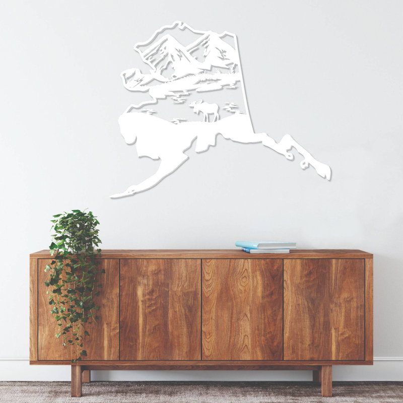 Alaska State Metal Wall Art - USA State Outline Decor - Rustic American Home Wall Hanging - Alaska Map Silhouette Design - Modern Industrial Metal Sculpture - Cabin Lodge Decor - Large Statement Art Piece