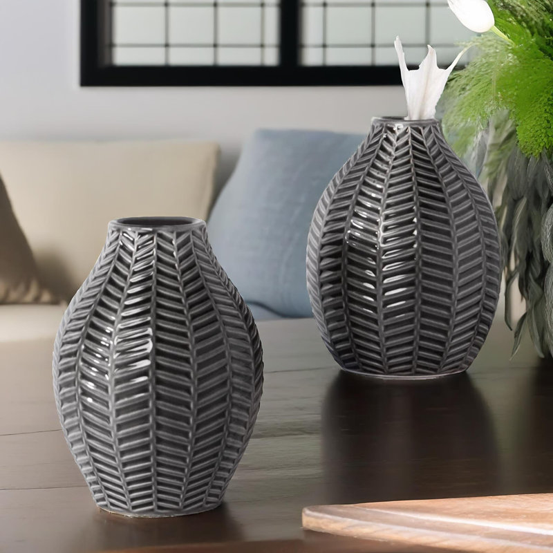 Petitt 2-Piece Ceramic Table Vase Home Living Room Decor