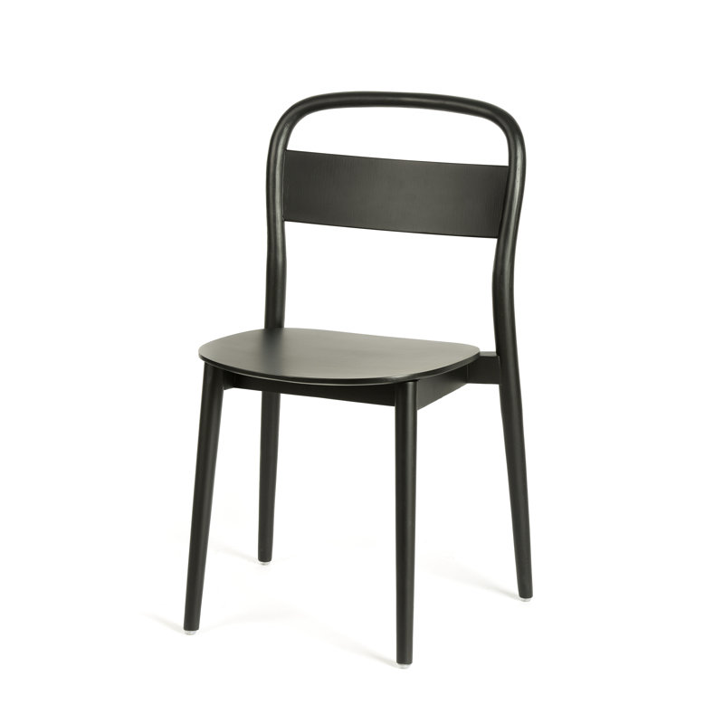 Chaise d'appoint empilable en bois massif Ayomi, Bois de frêne noir