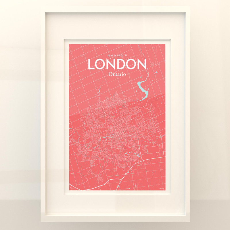 London Ontario City Map In Maritime - No Frame Print, 27.6cm H x 19.7cm W x 0.05cm D