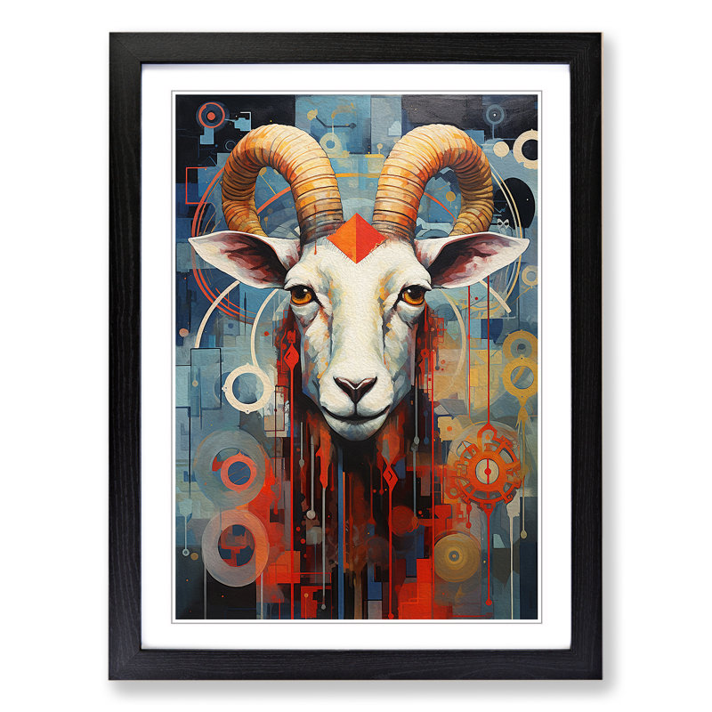 Goat Constructivism No.2 - Framed Print, 46cm H x 34cm W x 2cm D, Black