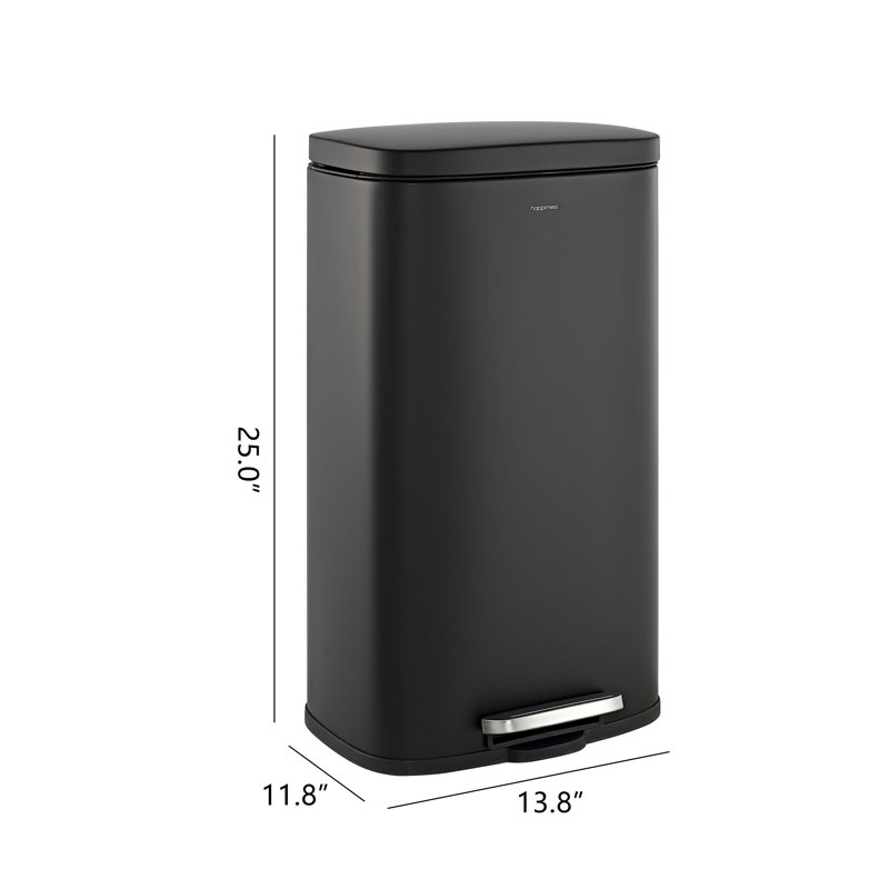 Steel Step On Kitchen Trash Can - 8 Gallons, Black