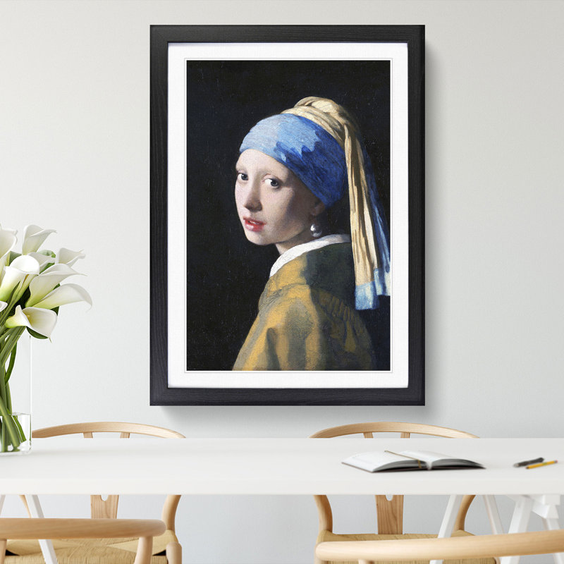 Girl with a Pearl Earring by Johannes Vermeer - Picture Frame Painting, Black Framed, 36cm H x 27cm W x 2cm D