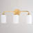 Shelby 3 Light Gold Brass Transitional Bathroom Vanity Fixture White Glass