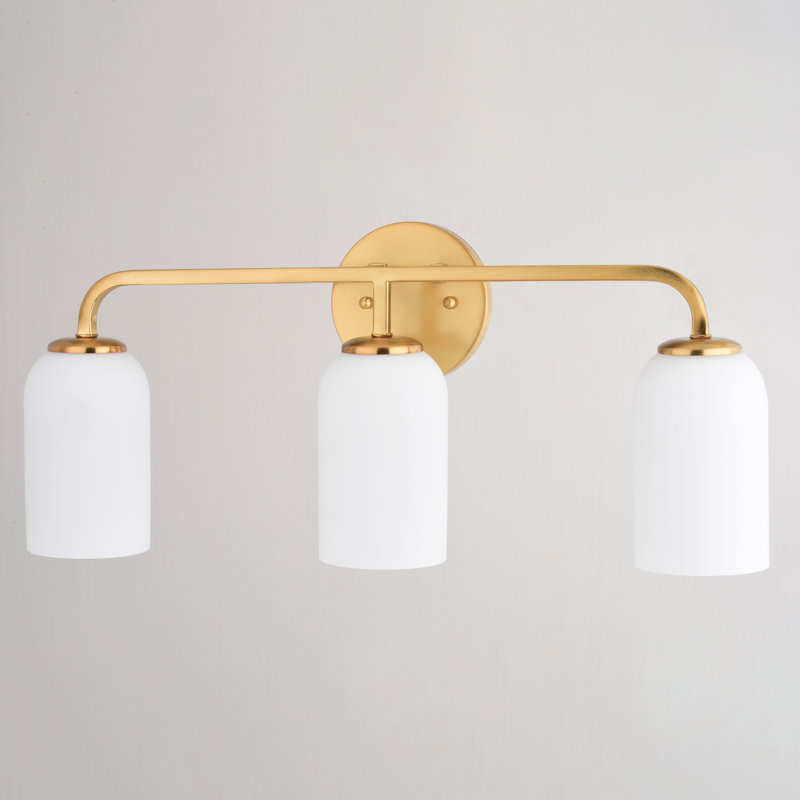 Shelby 23" Gold Brass Bathroom Vanity Light with White Glass