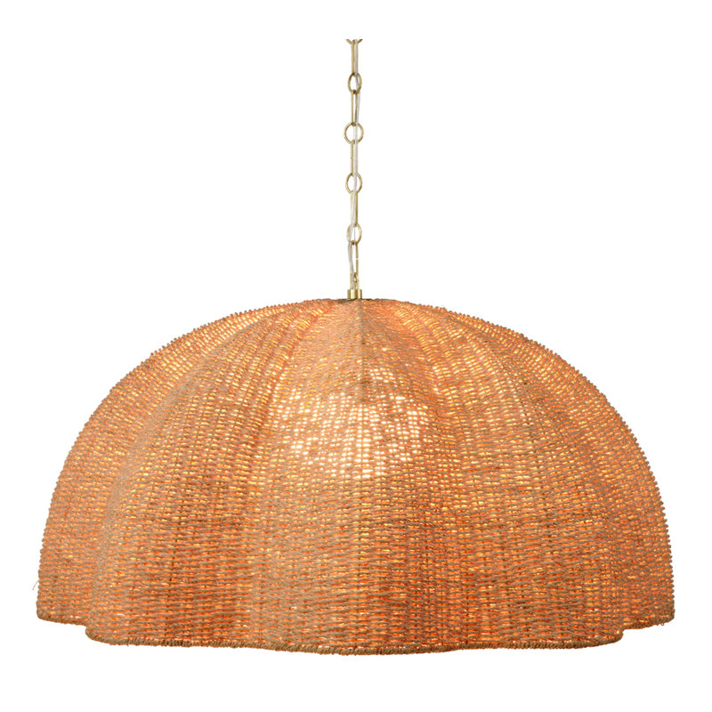 Rosemary 1-Light Natural Palm Leaf Pendant, Large, Large