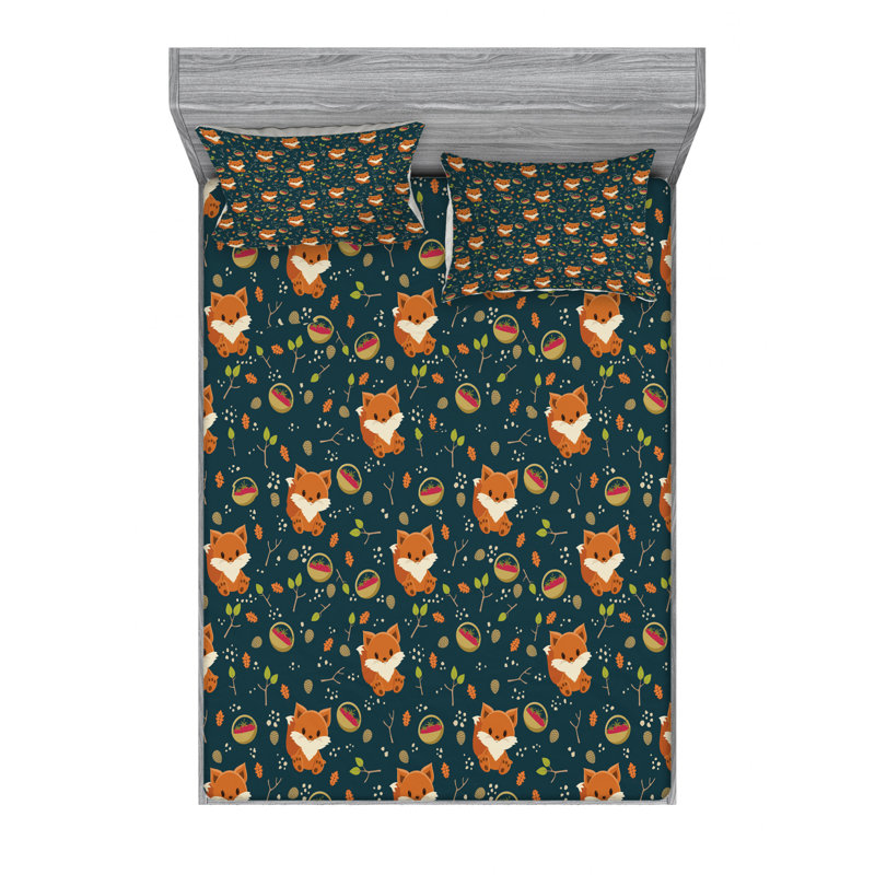 Microfiber Floral Sheet Set, Queen Sheet Set with Fitted Sheet