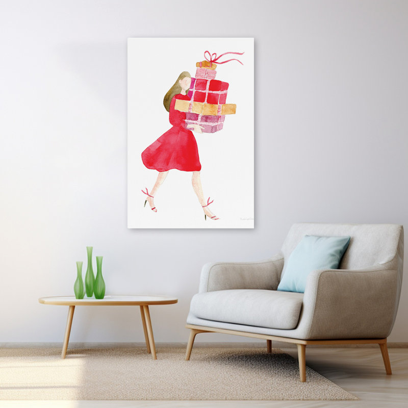 Fêtes des fêtes II - robes de Noël à la mode, art féminin, H 48 po x l 32 po
