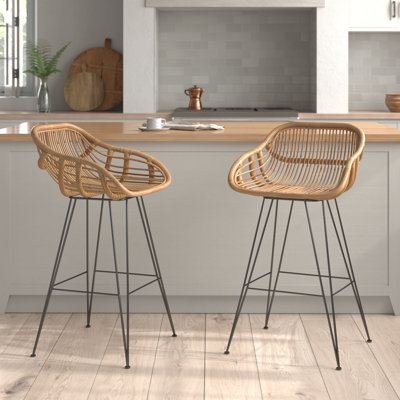 Beaconsfield Wicker Bar Stool with Iron Frame