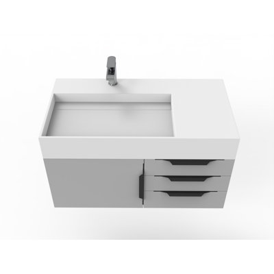 Ensemble de meuble-lavabo mural simple 36 po Bassi