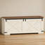 Coffre de rangement 47,2 po, grand coffre de rangement avec 2 charnières, banc en bois de style campagnard, coffre de rangement relevable, coffre d'entrée pour chambre à coucher, salon, blanc-110526352-110526353