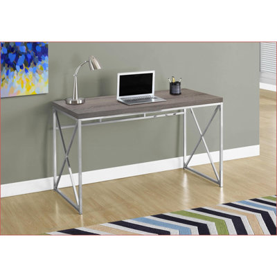 Bureaux, bureau d'ordinateur moderne et contemporain - plateau en stratifié brun, base en métal noir, L 47 po x l 24 po x H 30 po | Brun | Panneau de particules