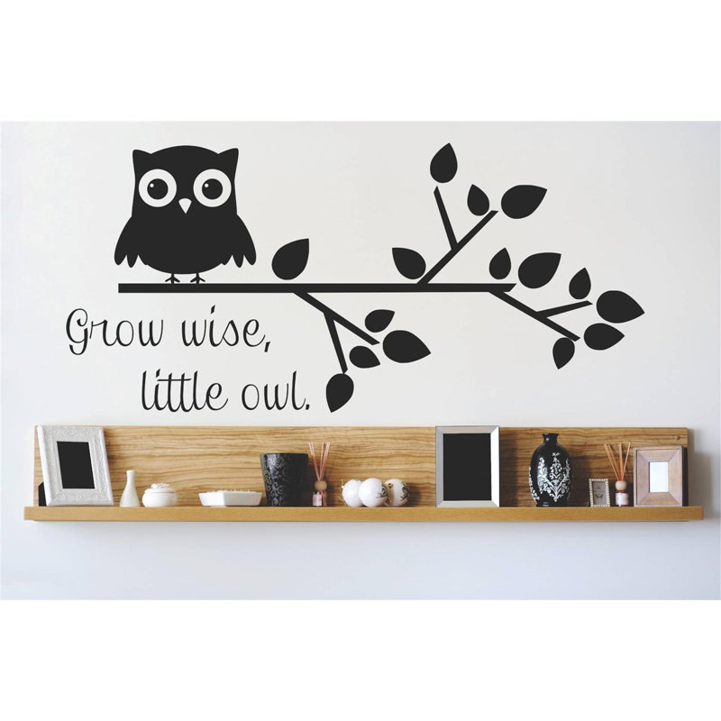 Décalcomanie murale agrandir, little hibou, H 12 po x l 30 po x p 0,16 po, Noir