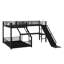 Lit superposé en L avec lit mezzanine, lit superposé triple en métal avec glissade et ports USB-1394216951