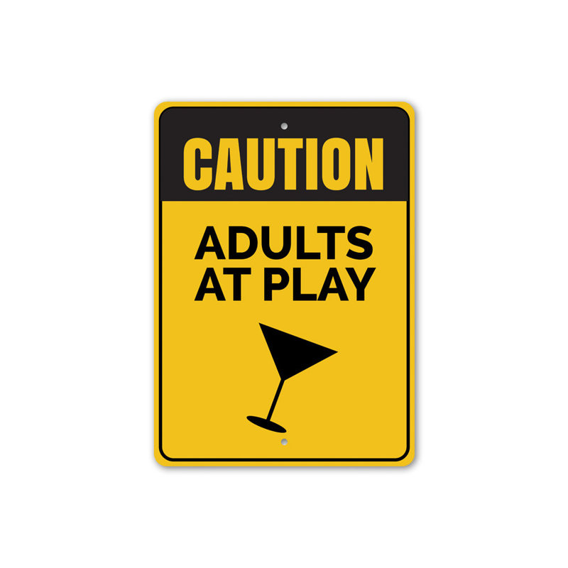 Signe en aluminium adultes en jeu, H 18 po x l 12 po x P 0,06 po