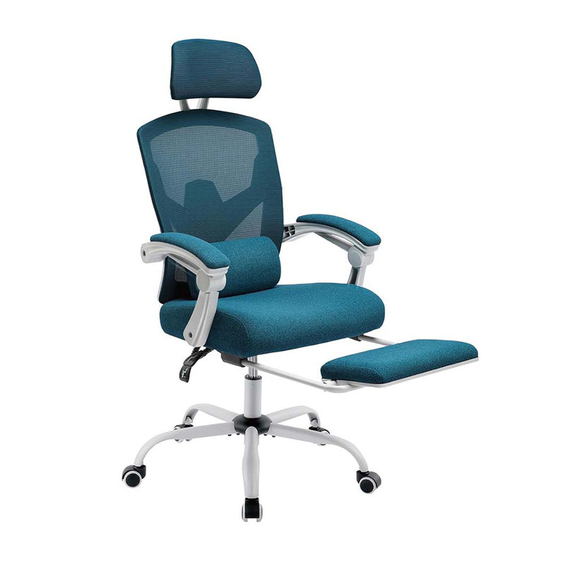 Home Game Chairs With Footrest, High-Back Mesh Rolling Swivel Reclining Chairs With Wheels, Comfortable Headrest, Lumbar Support, Comfy Arms For Home, Game Chairs, Student, Blue